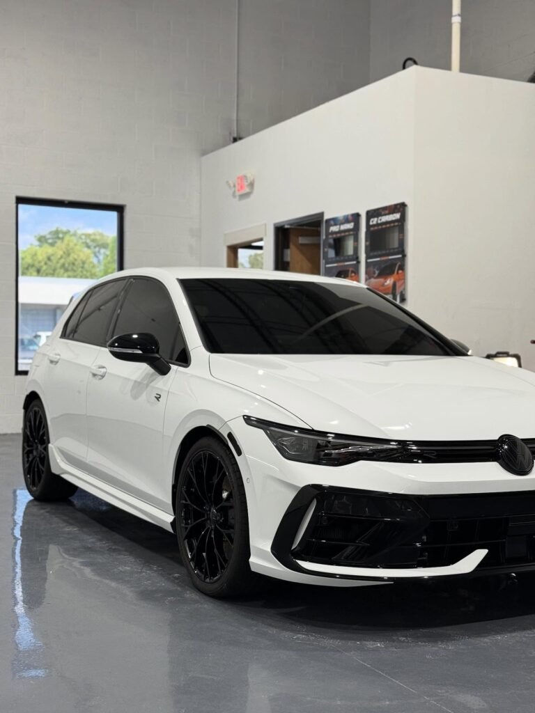 White volkswagen golf with ceramic coating applied on surface, in Clinton Township