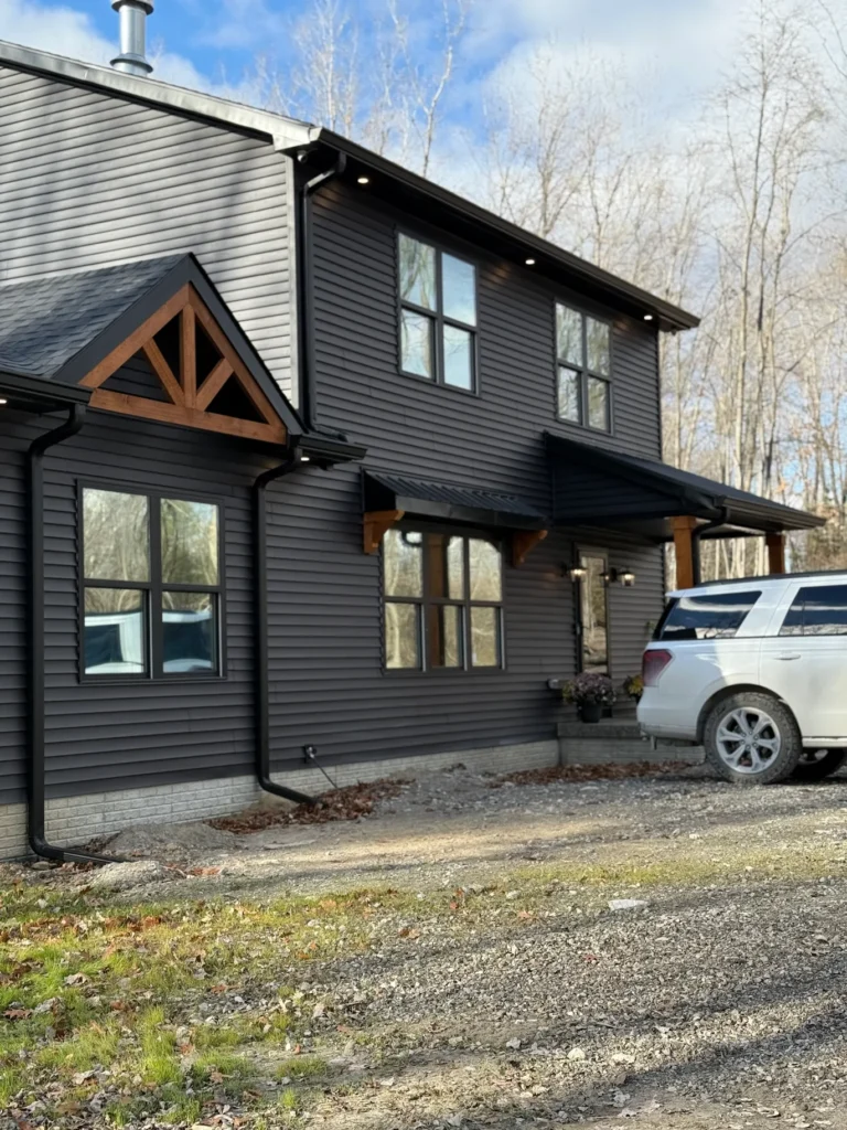 Corner shot picture of newly done home window tinting on house near Clinton Township