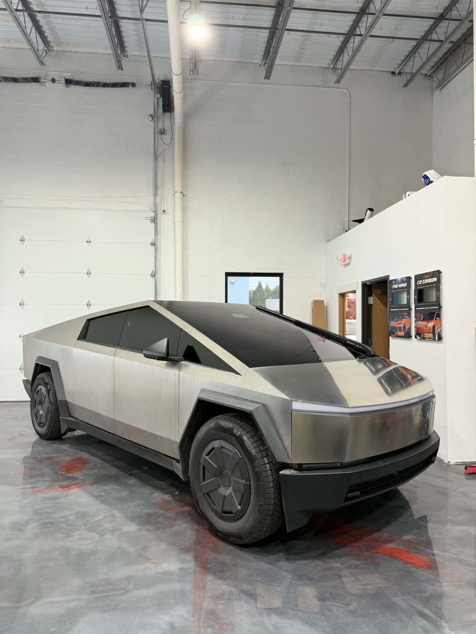 tesla cybertruck with tinted windows in fraser michigan