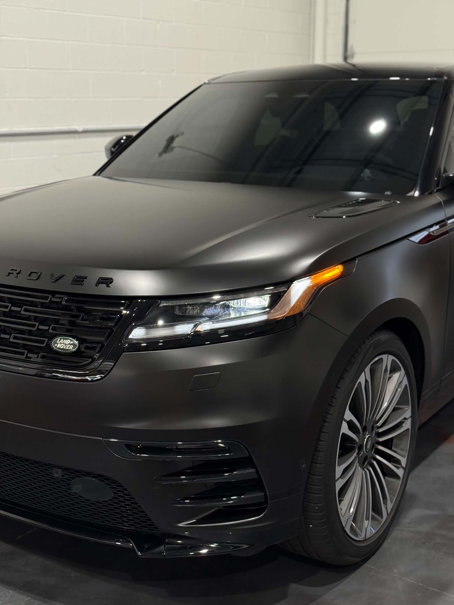 Close up shot of Range rover headlights