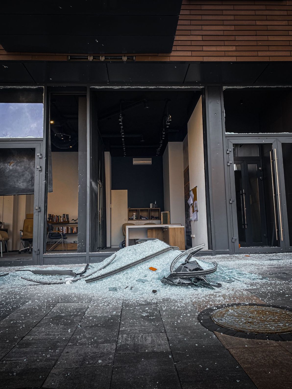 Picture of broken storefront window