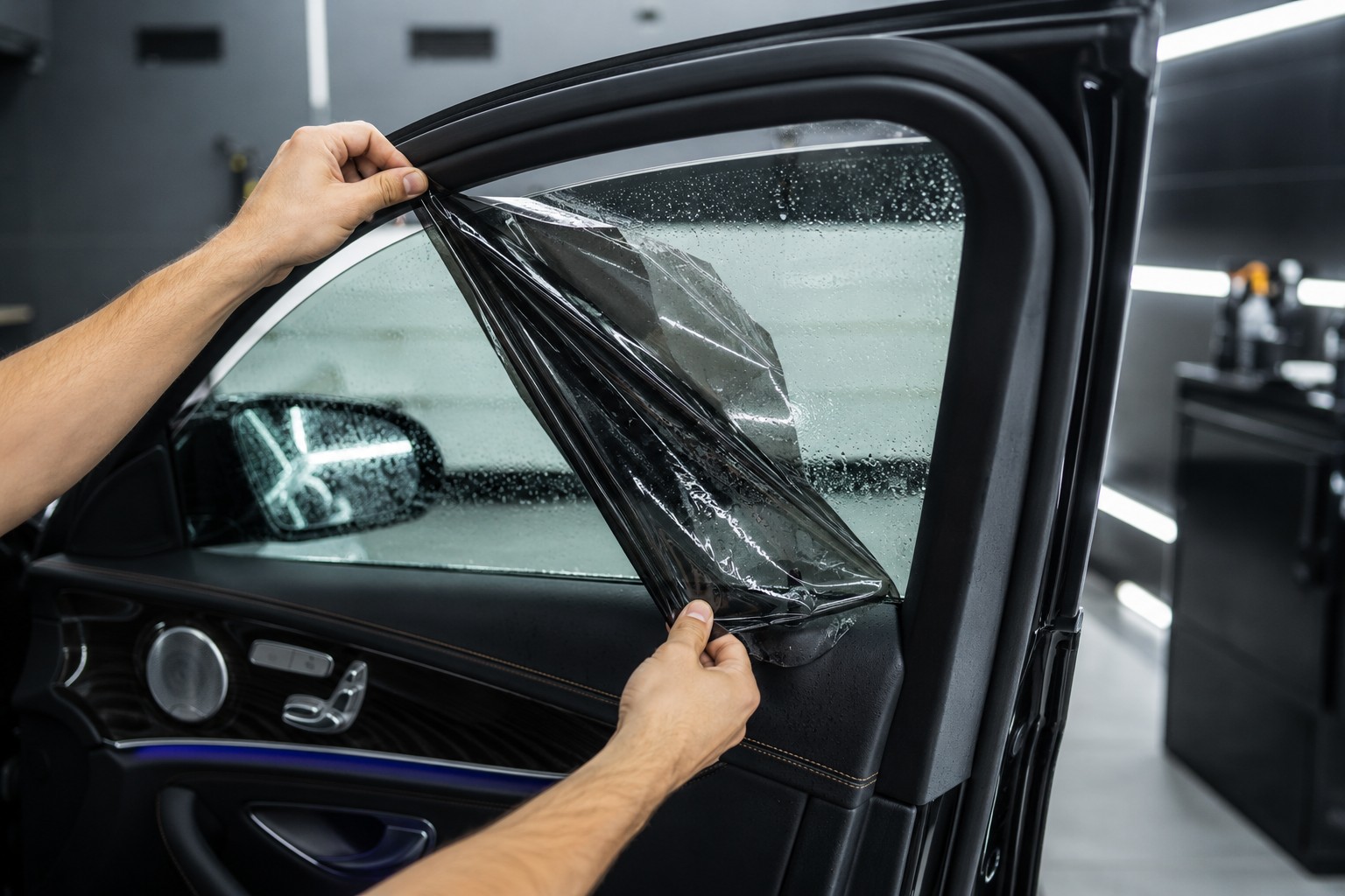 Removing tint film from car windows